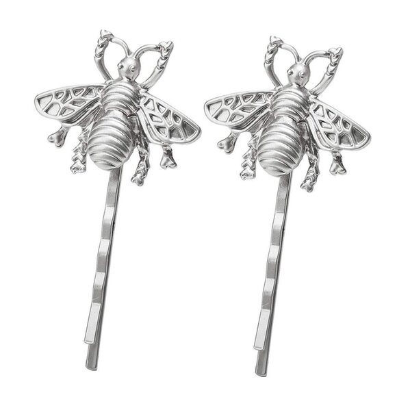 SET of 2 BEE PINS Free People Gold Beehive Bumble Bee Hair Barrettes Insect Pins - Picture 2 of 8